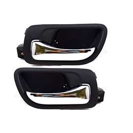 PT Auto Warehouse HO-2238MA-FP - Inside Interior Inner Door Handle, Black/Chrome Lever - Front Left/Right Pair