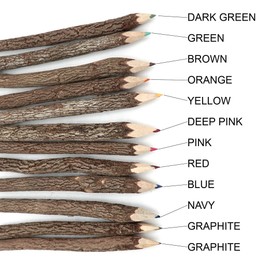 Bark 7 Inch Colors Pencils Set Assorted-Stick Twig of Wood Pencils Outdoor Colored Wooden Pencil Tree for Child Camping Decorations Color Wood, Color Pencils for Adult and Outdoor Wedding Decorations