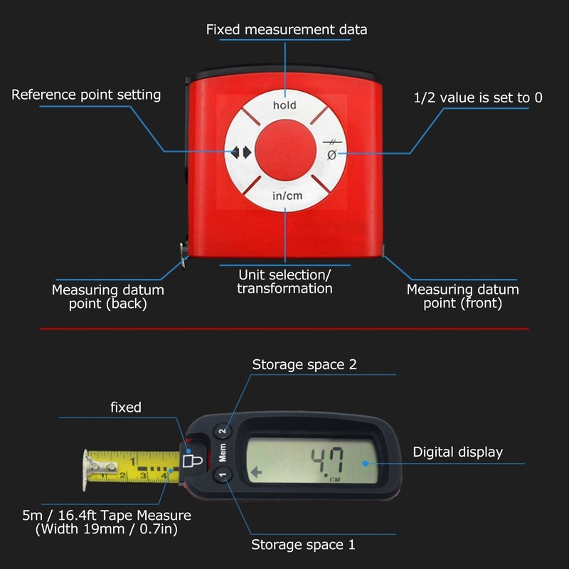 Digital Electronic Tape Measure LCD Display Accurate Portable Measuring Tape