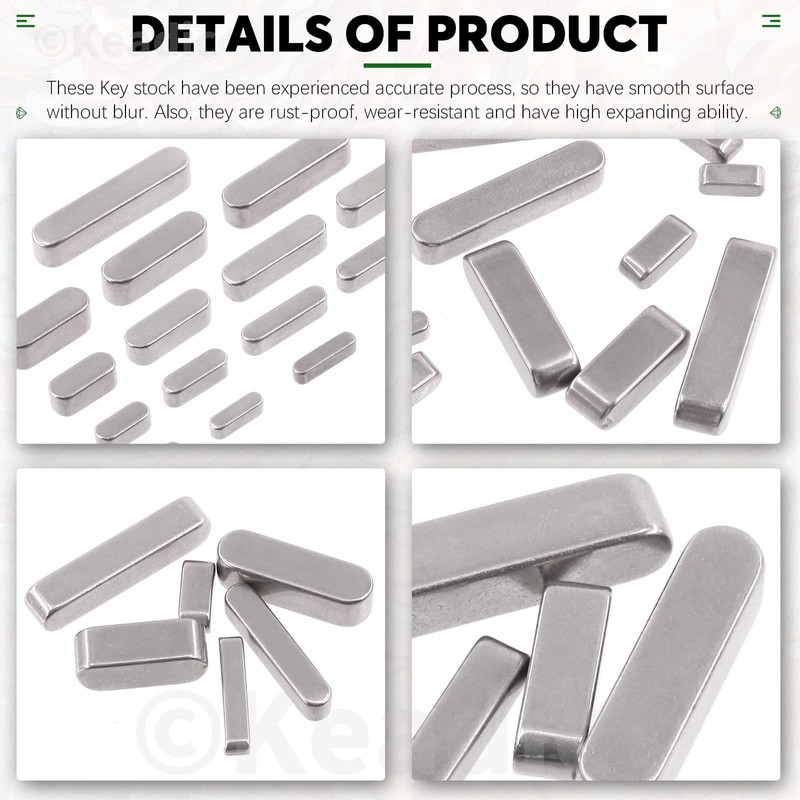 Keadic Key Stock Assortment Set, 140Pcs 304 Stainless Steel, 16