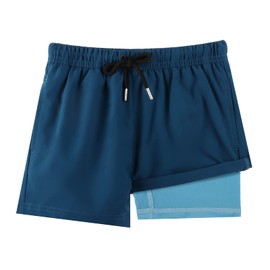 BRISIRA - Traje de baño para niños, pantalones cortos de compresión, tipo calzones de compresión, para niños, jóvenes, adolescentes, CopenBlue, 5-6