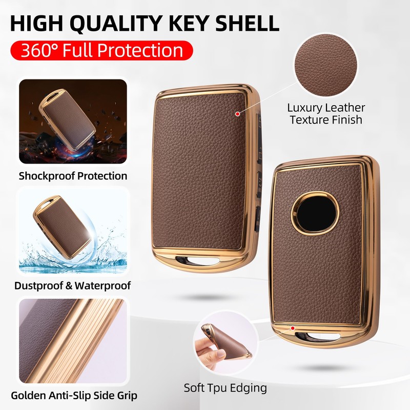 GripKeyShell™ for Mazda Key Fob Cover, Leather + Soft TPU