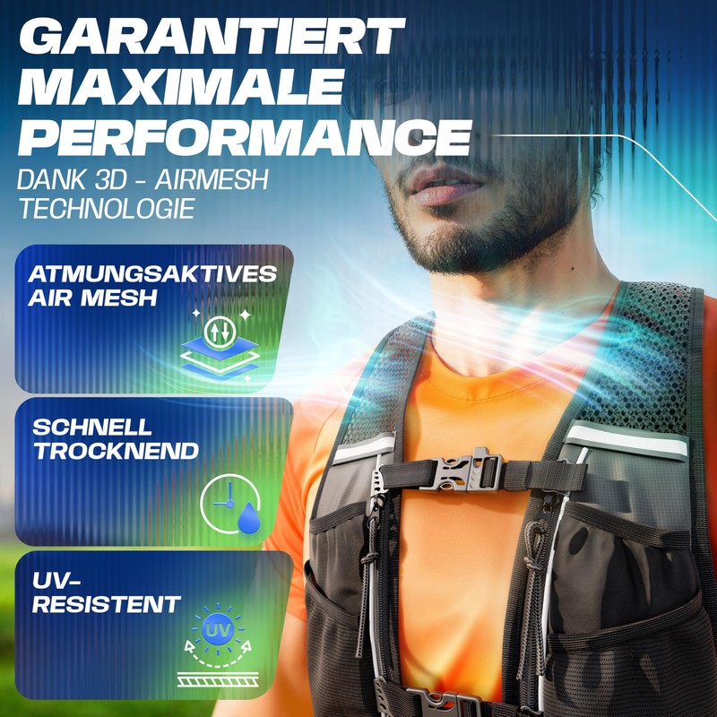 SASMO® Running Vest Women & Men 5L + 2 x