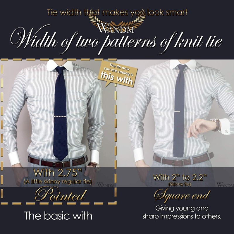 WANDM Men's Pointed Knit Tie Necktie Width 2.75 inches Washable