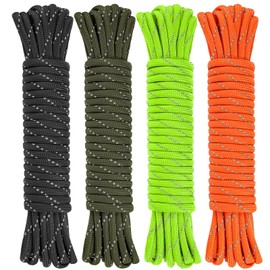 Aystkniet 750LB Paracord Rope, 4MM 11 Strands Parachute Cord, 4PCS 6M/19FT Reflective Tactical Rope | Ideal for Paracord Bracelet Kit, Crafting, DIY, Camping, Survival, Outdoor, Muiti Color