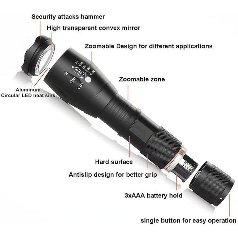 LUXJUMPER Green LED Flashlight One Mode Long Range Light LED