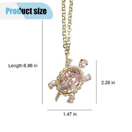 Crystal Diamond Turtle Car Pendant, Bling Funny Turtle Rear View Mirror Charm, Car Mirror Hanging Decorative Accessory for Women and Men (Pink)