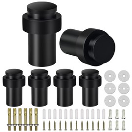 KOLAKO Door Stoppers, Cylindrical Floor Mount Door Stop Black Heavy Duty Door Stops Stainless Steel Safety Floor Doorstops for Wall 6 Pack