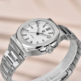 Pagani Design 1728 Men's Automatic Steel 100M Waterproof Fashion Sport Mechanical Watch, White, Bracelet
