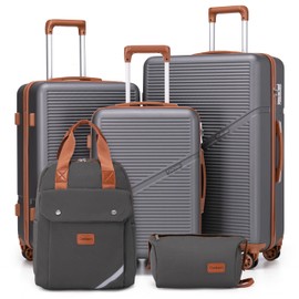Luggage Sets 5 Piece Suitcases with Wheels, Suitcase Set ABS Hard Case Luggage with TSA Lock Spinner Wheels Durable Travel Luggage(Gray, 5-Piece Set(20"/24"/29"))