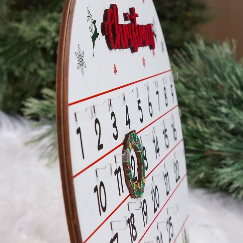 Wooden Christmas Advent Calendar, 25-Day Christmas Countdown Calendar, Christmas Advent