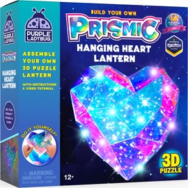 Prismic Heart-Shaped DIY Lantern Craft Kit - Brithday Gifts for Kids 8-12, Gifts for 8-12 Years Old Summer, 3D Light-Up Room Decor for Girls, Creative Night Light Arts & Crafts Set for Kids