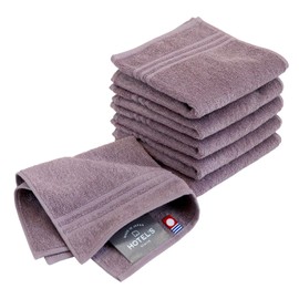 Hiorie Imabari Handkerchief Towels, Certified, Hotel’s Set of 6, Mauve, 100% Cotton, Approximately 9.8 x 9.8 inches (25 x 25 cm), Women's, Men's, Compact, Business, Highly Absorbent, Durable, Solid, Made in Japan, Imabari Brand