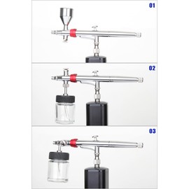 Casubaris - Bolígrafo con cabezal de aerógrafo giratorio, alimentación por gravedad, alimentación lateral, métodos de alimentación de sifón, reemplazable en taza, fácil de usar, gatillo de doble acción