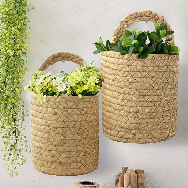 Seagrass Storage Basket Wall Hanging Basket Storage Rack Garden Plant