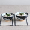 Minoru Touki White Wave Whale Blue Ceramic Rice Bowl Small
