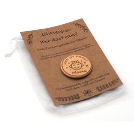 Personalisierte Entscheidungsm√ºnze aus Holz f√ºr Eltern ‚Äì Witziges und Einzigartiges Geschenk zur Geburt f√ºr Werdende Mamas und Papas ‚Äì Handgefertigt und Lasergraviert aus Buche