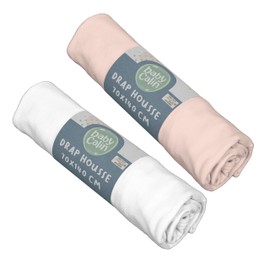 BabyCalin - Set of 2 Fitted Sheets White / Pink 70 x 140 x 17 cm