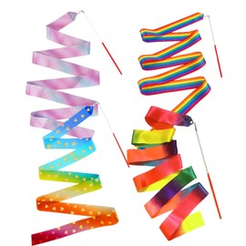 Set of 4 gymnastics bands with rod, rhythmic dance ribbons, gymnastics band, children's dance streamer, rhythmic sports gymnastics band, dance bands for artistic dance training
