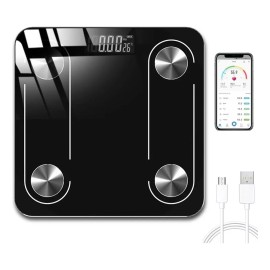 Bascula Digital Corporal Personal Mauten Con App De Registro Negro Bluetooth