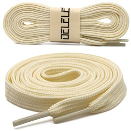 DELELE Solid Flat Shoe Laces: Hollow Thick Shoelaces for Sneakers 2 Pair, 27 Beige, 39 inch (100CM)