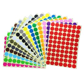 YFFSFDC Round Color Labels, Diameter 0.8 inches (20 mm), 16 Colors, 1120 Sheets Set, Removable Stickers, Cute Label Stickers, Includes File Bag, Office Supplies