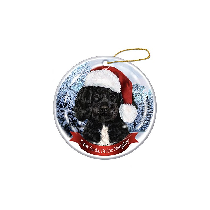Holiday Pet Gifts Portuguese Water Santa Hat Dog Porcelain Christmas
