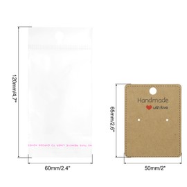 PATIKIL Earring Display Cards, 150 Pcs Rectangle Cardstock Earring Holder Blank Tags with Packaging Bags and Earring Backs for Earrings Hanging and Storaging, Brown