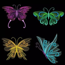 Embroidery By Vicki CURLY FLUTTERS  EMBROIDERED  10 QUILT BLOCKS Beautiful Set