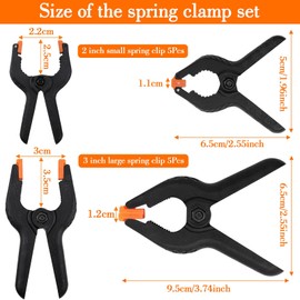 10 Pcs Spring Clamps Heavy Duty Nylon Spring Clips 3 inch Plastic Wood Clamps and 2 inch Muslin Spring Clamps for DIY Project Photo Studios Woodwork Artwork Photo Background (5 * 3inch+5 * 2inch)