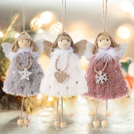 Aceshop Christmas Angel Plush Dolls, 3Pcs Hanging Angel Doll Ornament Cute Christmas Plush Angel Pendant Ornaments Plush Angel Doll for Kids Christmas Doll Ornaments