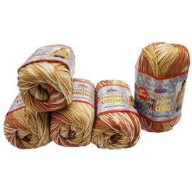 Ilkadim Export 5 x 100g Everyday Viking Anti-Pilling Wool with Colour Gradient, 500g Knitting Wool, Multicoloured, Norwegian Pattern (Brown Beige Cream)