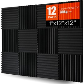 Saiqiang Acoustic Panels 12 Pack, 1"x12"x12" Acoustic Foam Panels, Sound Absorbing Panels Wedges Soundproof Sound Insulation Absorption Studio Treatment Wall Panels Soundproofing Foam Tiles for Home