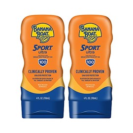 Banana Boat Sport Ultra, loción protectora solar de amplio espectro, SPF 100, 4 onzas (paquete de 2)