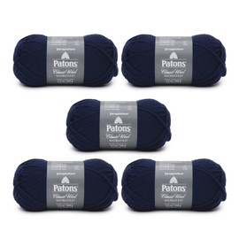 Patons Classic Wool Navy Yarn - 5 Pack of 3.5oz/100g - Wool - 4 Medium - 210 Yards - Knitting/Crochet
