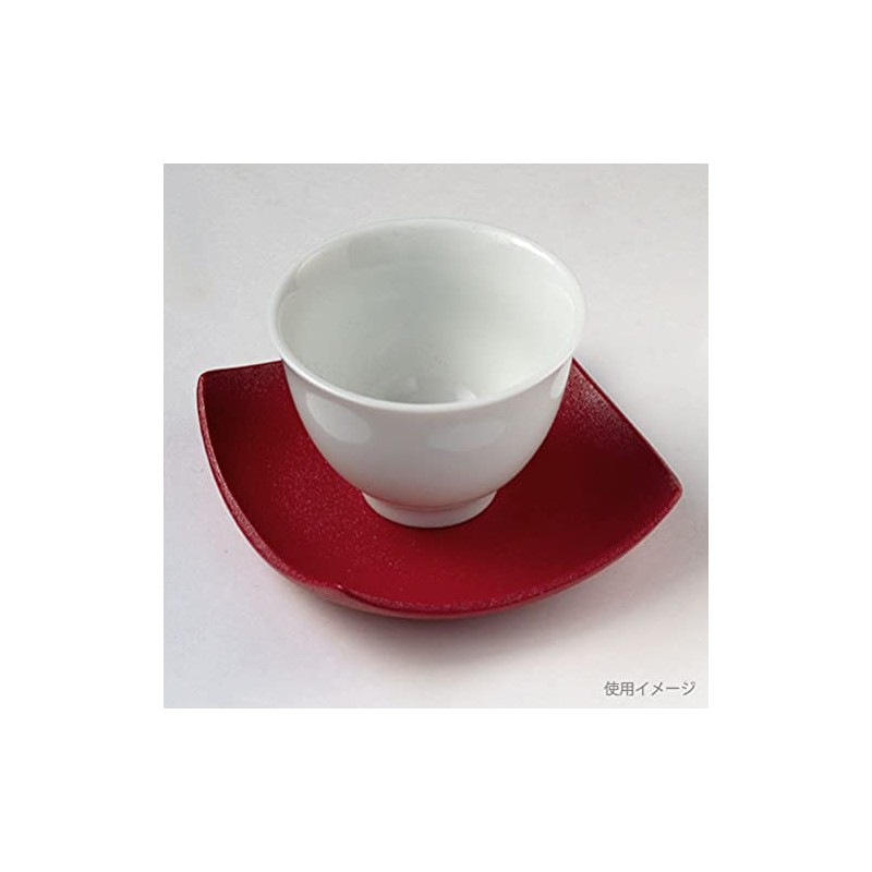 Ceramic Tea Holder (Square, Crimson), W 3.5 x H 0.8
