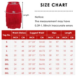 SEAUR Women's Dance Skirt Latin Tango Belly Dance Hip Scarf Fringe Skirt Rumba Cha Cha Samba Ballroom Dance Dress, B001-red (with shorts, 4 layers of tassels)