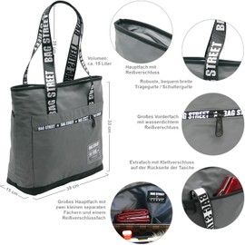 Bag Street Nylon Shoulder Bag, Shopping Bag, Fashionable Handle Print, Utility Tote, gray