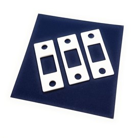 Door Strike Shims (Set of 3 different sizes - 2mm, 3mm, 4mm) Spacer For Interior and Exterior Door Latch Plate Alignment (White, 2-3/4" T-Strike)