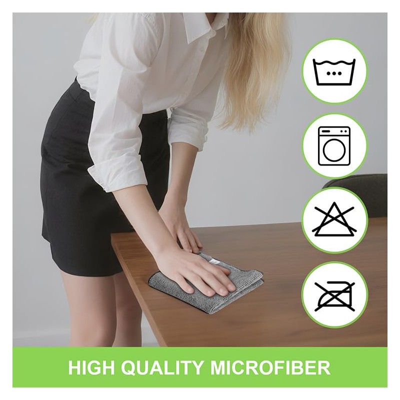 KyltoSynth Microfiber Cleaning Cloth, 3 Pcs Grey 11.4 inch x