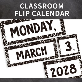 Flip Calendar for Classroom Composition Notebook Flip Calendar Set for Whiteboard Classroom Decoration Teacher School Supplies