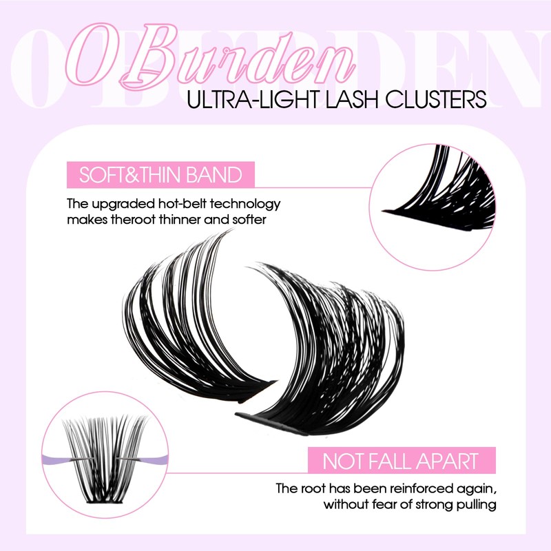 WENDY LASHES Cluster Lashes, 60D+80D+100D+150D Eyelash Clusters D-Curl Fluffy Individual-Eyelashes