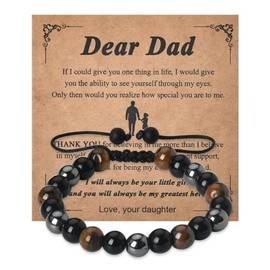 Father's Day Gifts for Dad Birthday Gifts for Daddy Gifts for Dad Bracelet Gift for Dads Father Gifts from Daughter Dad Tiger Eye Bracelet Adjustable Beaded Bracelets for Dad Gift