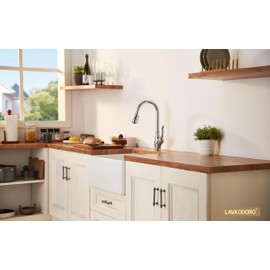 Lava Odoro Kitchen Faucet with Pull Down Sprayer, Chrome Kitchen Sink Faucet with Magnetic Docking Spray 3-Function, Faucet for Kitchen Sink 1 Hole and 3 Hole with Deck Plate, KF271-C