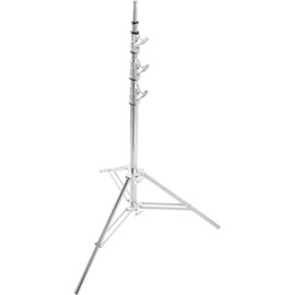 Kupo Midi-Max Baby Kit Stand, 3 Riser 4 Section Chrome Plated Steel Stand, Min Height 3.2', Max Height 11.5', Supports 28.7lbs, Heavy Duty Studio and Location Support - Silver (KS100312)