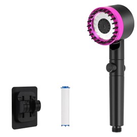 Duschkopf mit Filter, Hochdruck Handbrause mit 4 Strahlarten, Duschsparkopf Wassersparend mit Stoppfunktion, Sparduschkopf für Hartes Wasser, Rest-Chlor, Bakterien