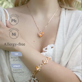 Leafael Collar con colgante de corazón chapado en oro rosa de 18 quilates con piedra curativa, joyería de cristal para mujeres, 45.7 cm + 5.08 cm amarillo