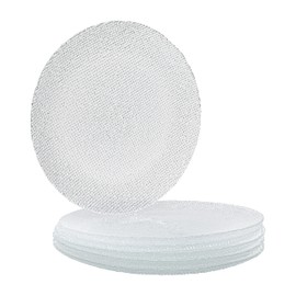 Vikko Salad Plate, Set of 6 Glass Plates, Dinner Plate, Elegant Textured Glass Design, Stackable 11 Inch Plates, Dishwasher Safe