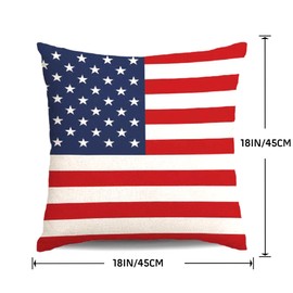 Hongsome 4th of July Throw Pillow Covers 18x18in Set of 4,Patriotic Pillow Case for Independence Day,Memorial Day,Veteran's Day,USA,American Summer Outdoor Red White Blue Decorations