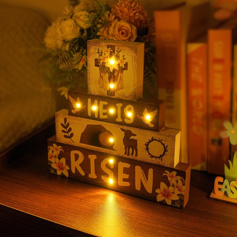 Religious Easter Decorations Indoor - Led Cross Christian Decor He